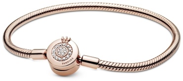 PANDORA «Сияющая корона» 589046C01-18 длина 18 см, вес 13.25 г сплав покрытый розовым золотом 14К, плетение снейк