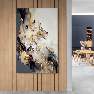 Araystudio.kz картина интерьерная на холсте «Лев в золоте» 70x100 см
