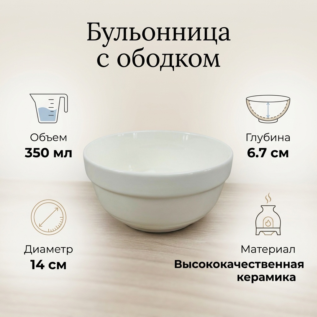 Суповая тарелка 14 см, 1 шт, керамика