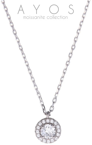 Подвеска AYOS GRA Moissanite VVS1-D/1 карат вес 2.85 г серебро, муассанит, бриллиант выращенный