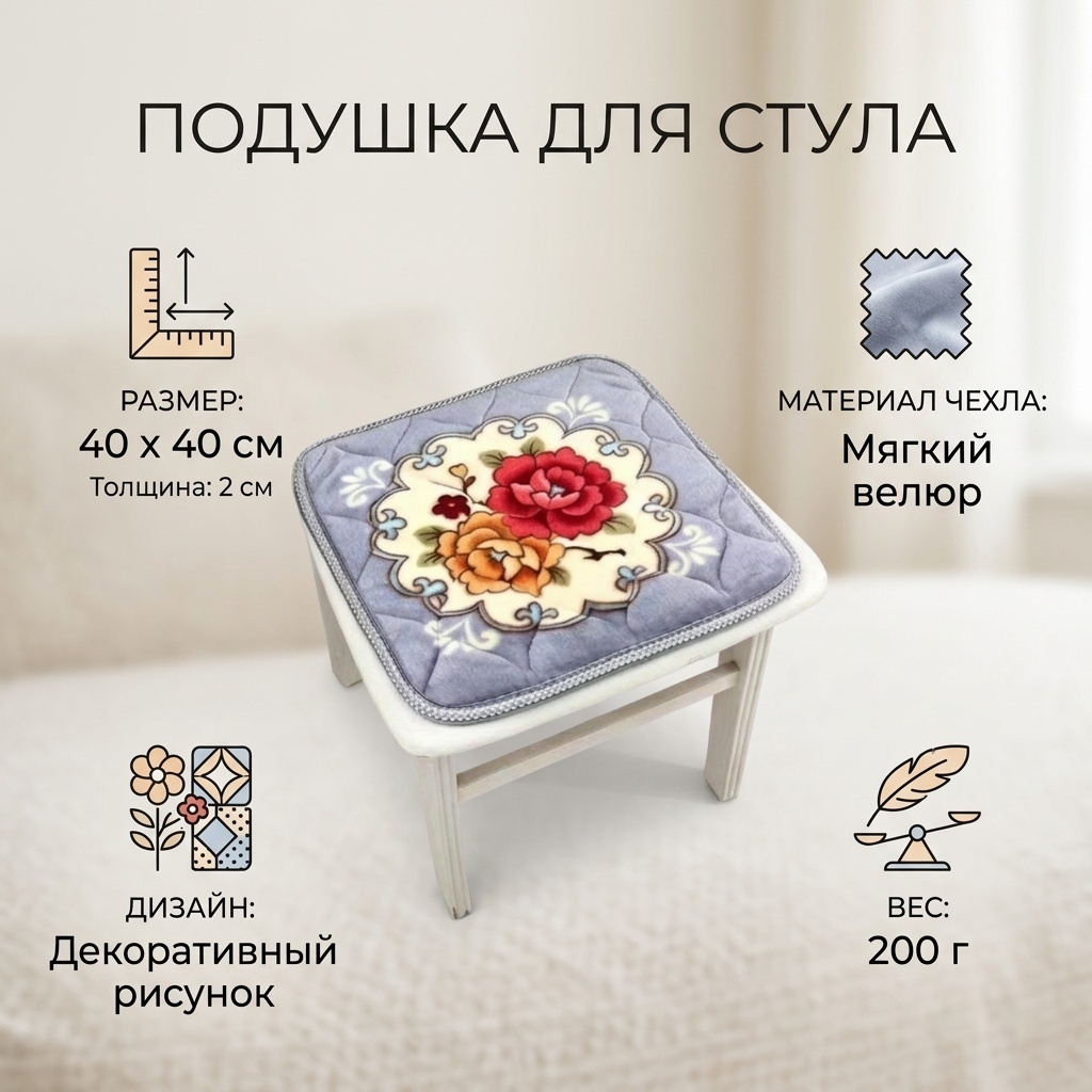 Чехол для стула 8866-2 голубой 40x40 см