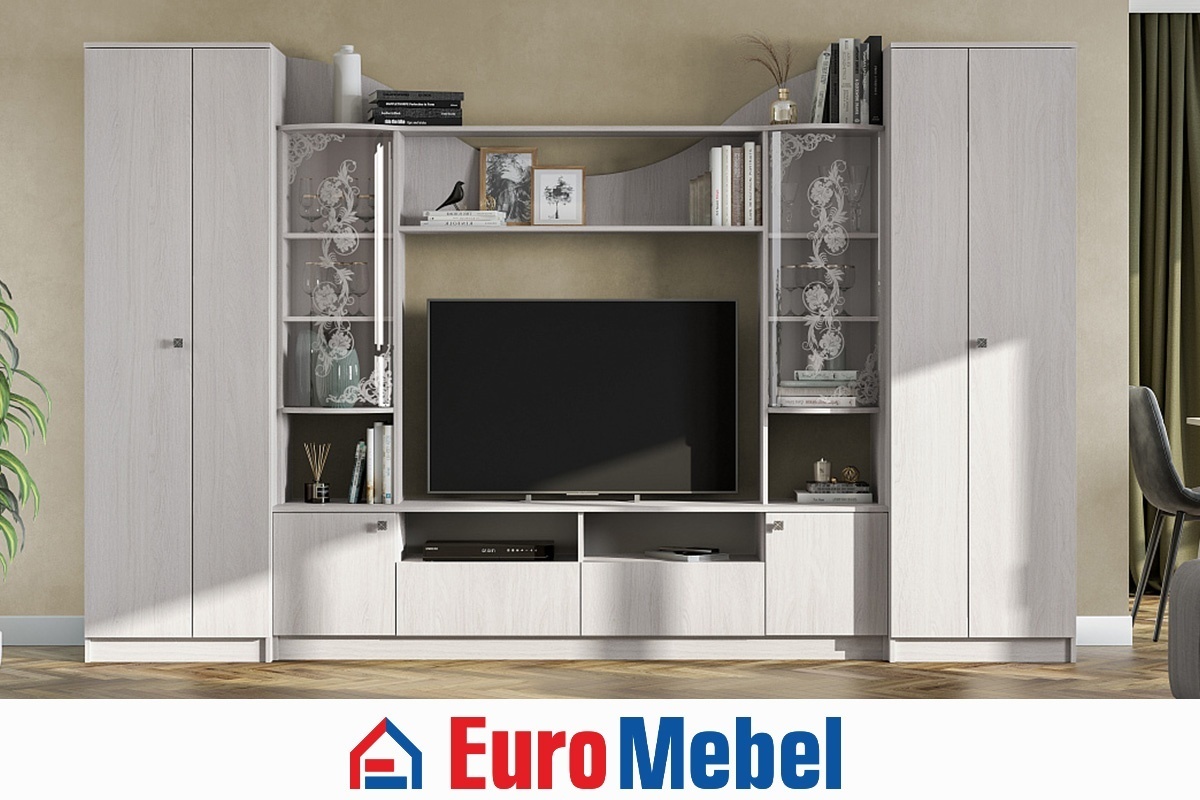 Гостиная «МГС 8» Euromebel, 00061558, 320х200х46 мм, слоновая кость