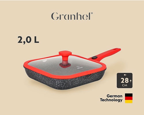 Сковорода гриль Granhel Luxurious 28 см с антипригарным покрытием, алюминий