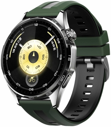 Ремешок BOGEMA для Huawei Watch GT 3, Watch GT 3 Pro, Watch GT Runner, Watch GT 2, Watch GT 2e, Watch GT 2 Pro, Watch GT 4, Watch GT 5, Watch GT 6 зеленый-черный