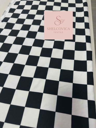 Ткань хлопок, футер Shelcovica_textile длина: 100 см черный, белый