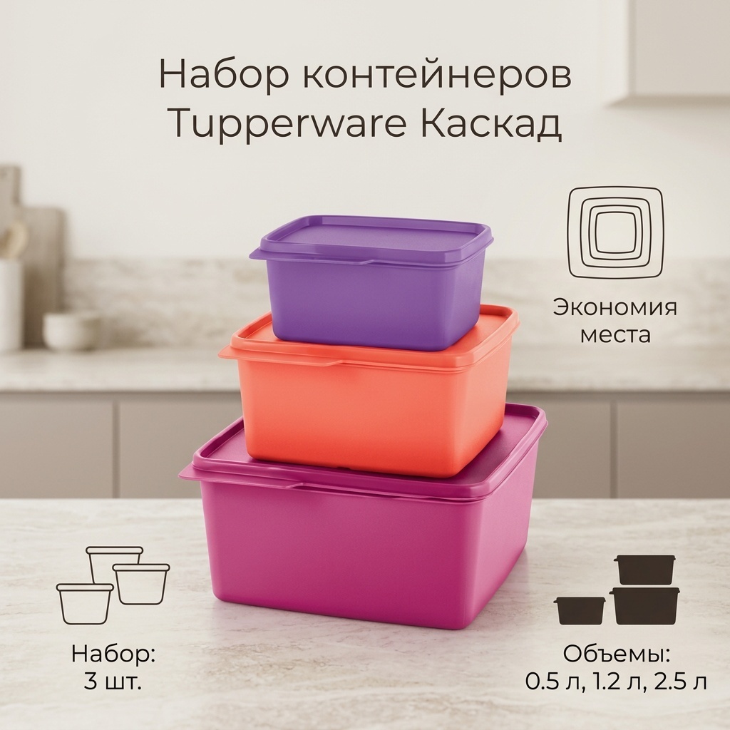 Tupperware набор контейнеров Каскад 654321, пластик
