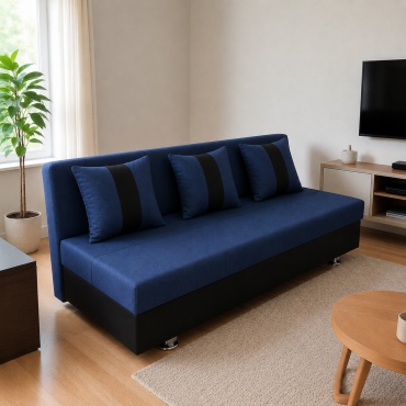 Диван Mondo home Пешка 80х180, 180х80 см, обивка велюр, черный