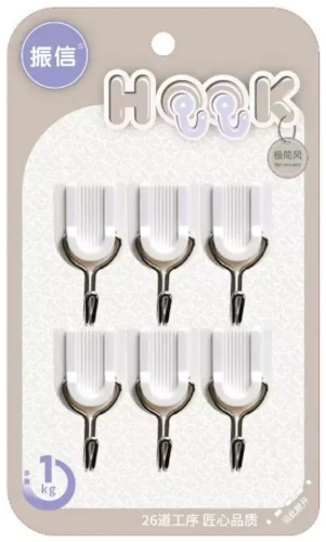 Hook набор крючков 23-46ММ-White-6PCS 6 шт, металл, пластик