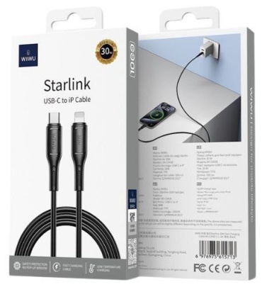 Кабель WIWU USB TypeC (F), Lightning, 1 м, черный