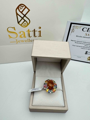 Кольцо Era Jewellery 0605-1 размер 17 вес 8.95 г серебро, янтарь