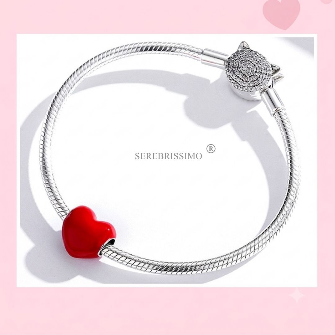 Шарм Serebrissimo S925-SH-001 Красное сердце вес 1.8 г серебро, эмаль