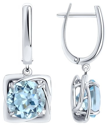 Серьги Diamant V75901 вес 6.2 г серебро, топаз