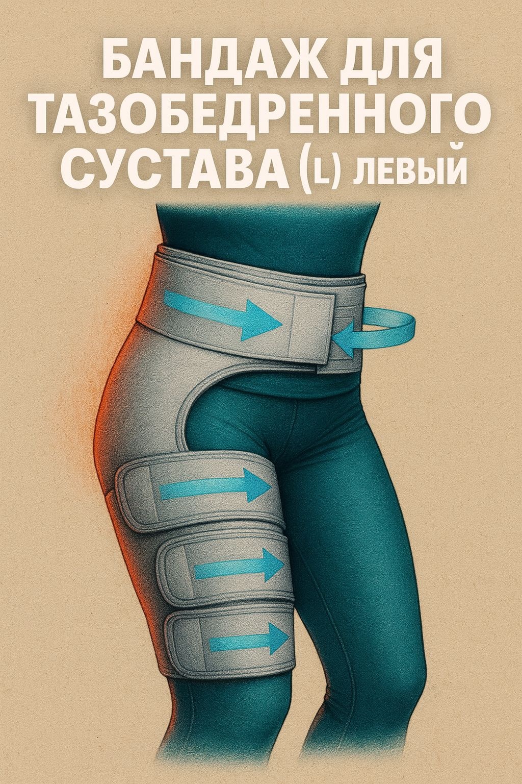 Бандаж для тазобедренного сустава (L сторона) Арт:41557 бандаж на тазобедренный сустав размер универсальный серый