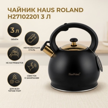 Haus Roland чайник H27102201 3 л, нержавеющая сталь, бакелит