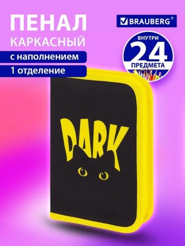 Пенал Brauberg 227260941, застежка молния, черный