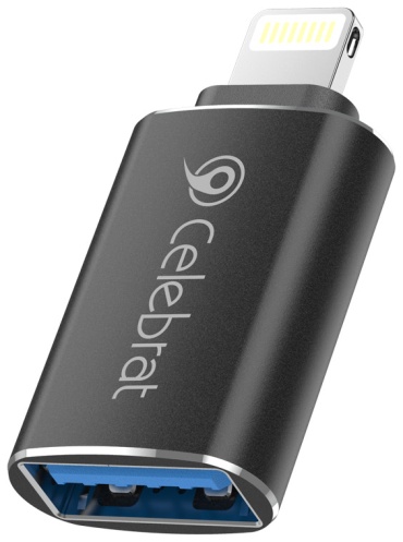 Переходник Celebrat USB 2.0 (M), Lightning (M), 1 м, черный