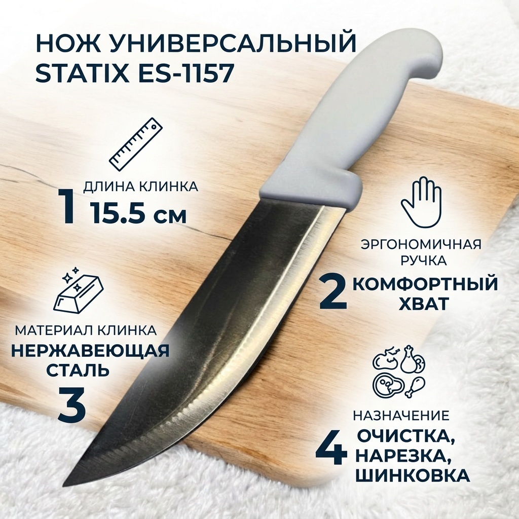 Нож универсальный StatiX, лезвие: нержавеющая сталь 1 шт