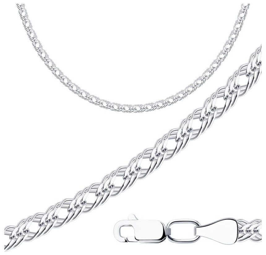 Diamant V97145 длина 60 см, вес 8.91 г серебро, плетение тройной ромб