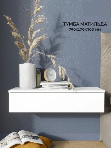Тумба Петропавловская Мебельная Фабрика PFF Матильда, 75x17x30 см, белый