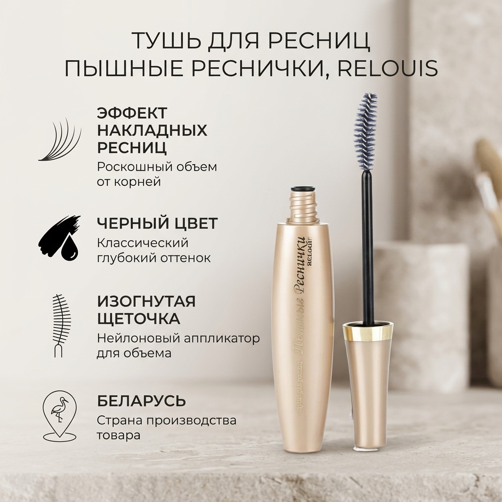 Тушь для ресниц RELOUIS Пышные Реснички для объема черный