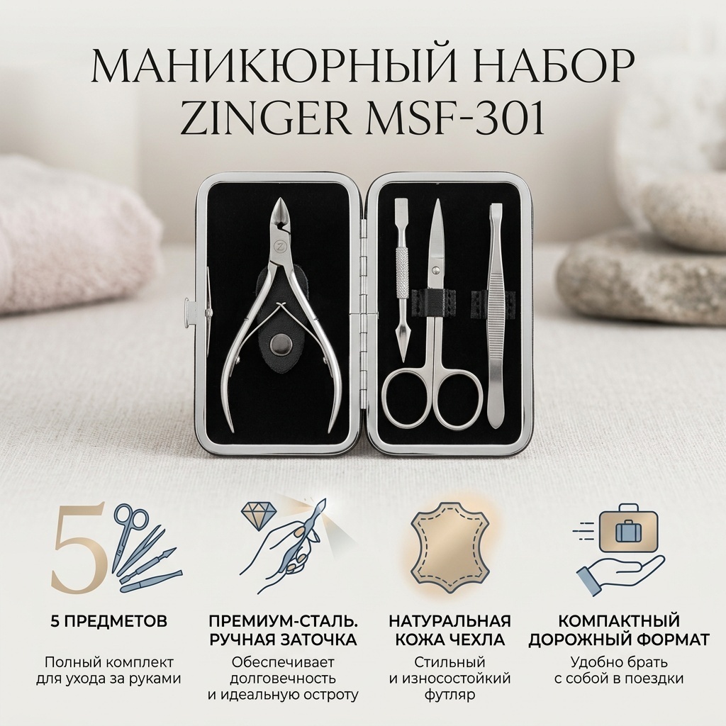 Zinger набор маникюрных инструментов 5 шт