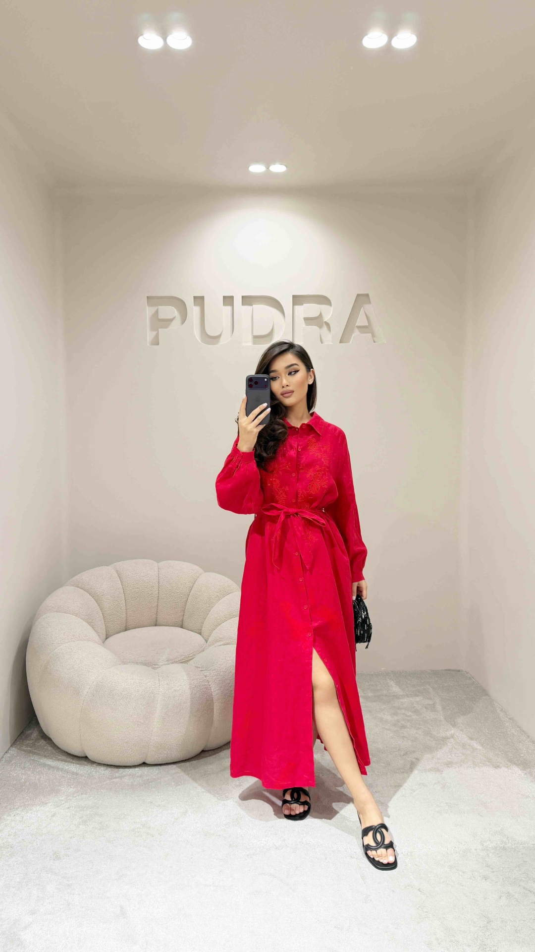 Платье-рубашка Pudra_kz красный