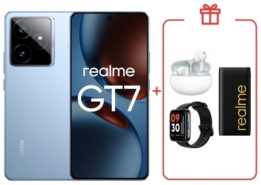 Смартфон Realme GT7 5G 12 ГБ/256 ГБ голубой + подарок