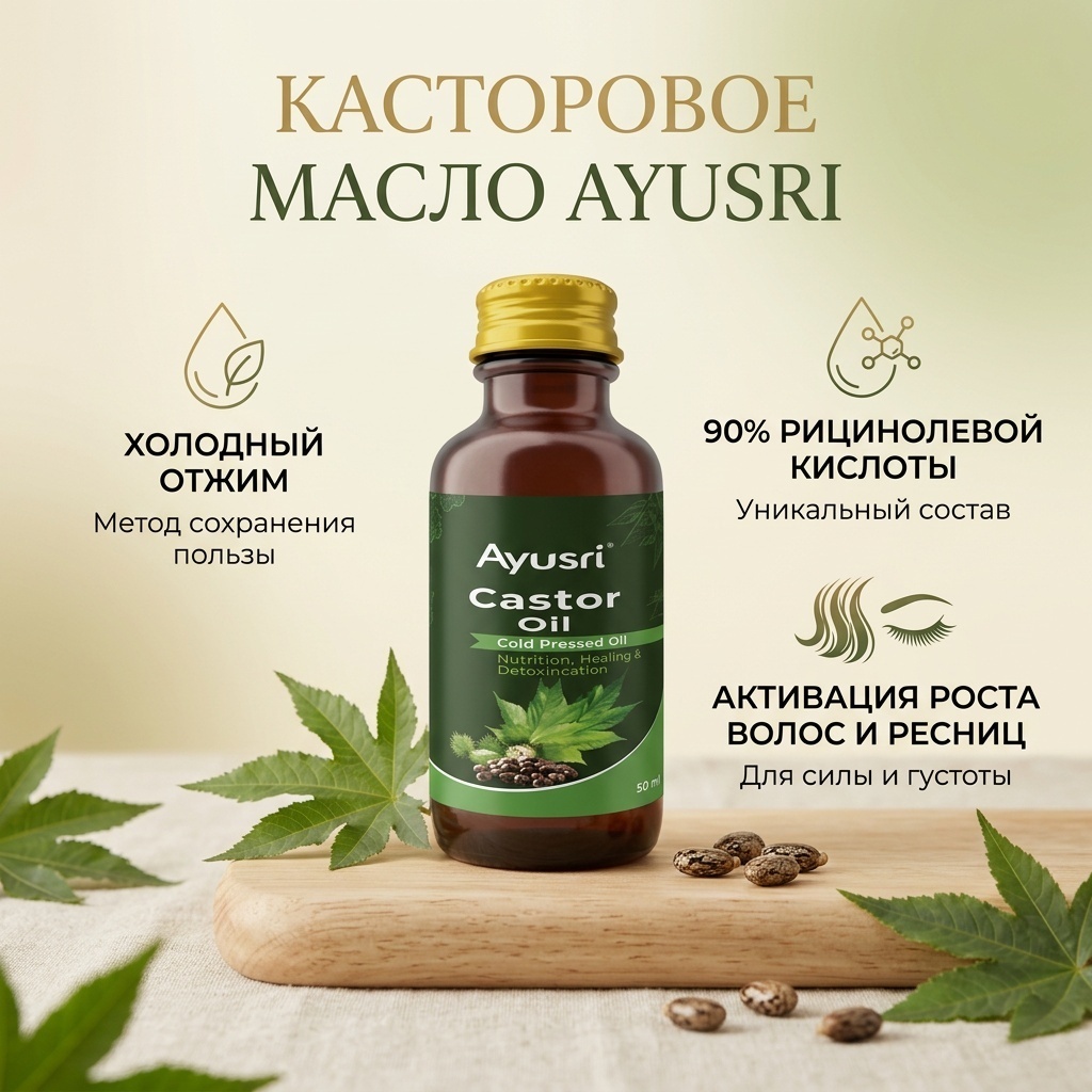 Ayusri Касторовое холодного отжима масло 50 мл