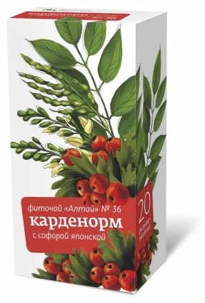 Алтайский кедр сбор трав Фиточай «Алтай» №36 «Карденорм. С софорой японской», 20 ф/п 40