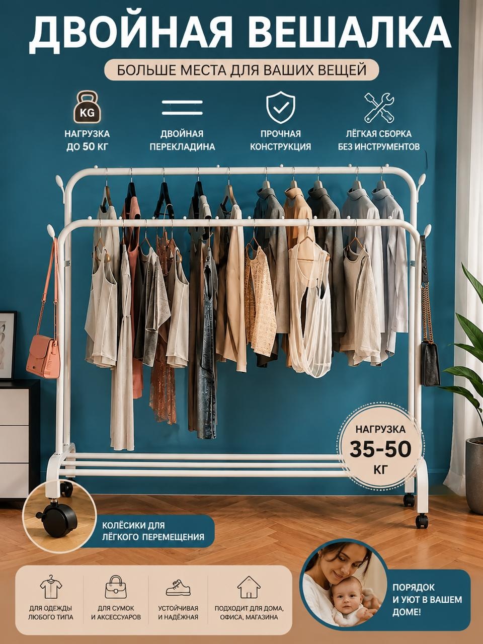 Вешалка Elit Home TW-606 белый 1 шт