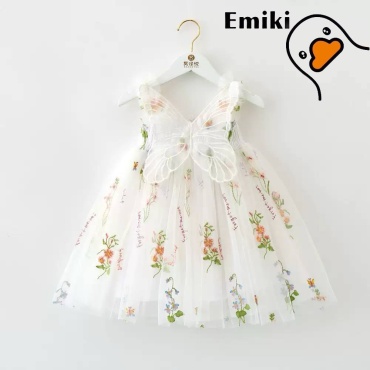 Нарядное платье Emiki белый горошек белый, светло-зеленый