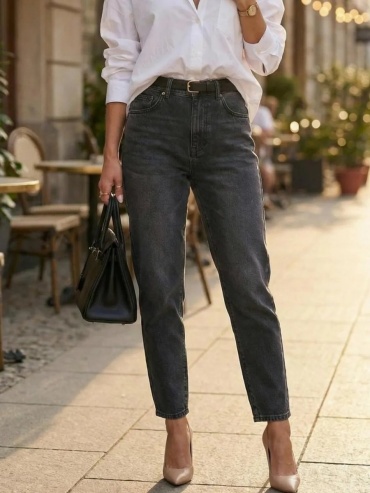 Джинсы джинсы-мом Jeans Line серый