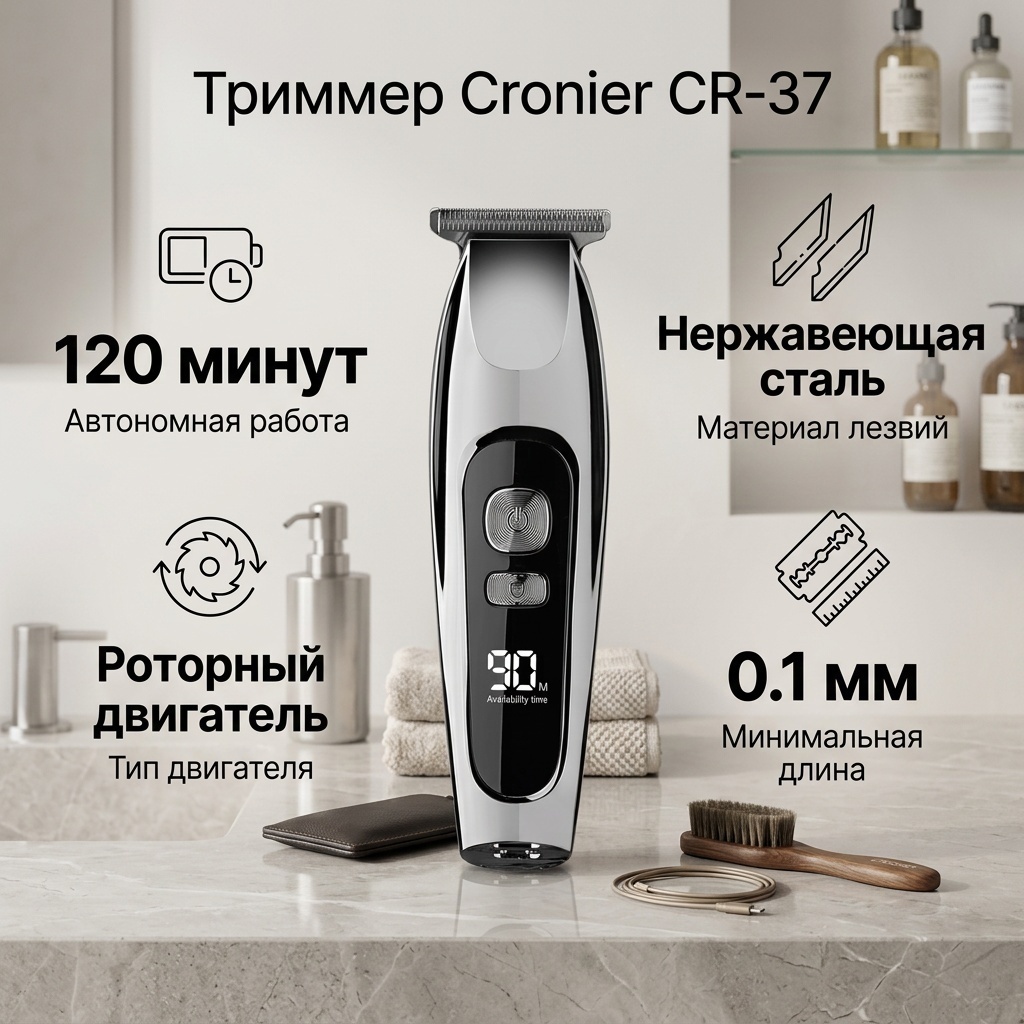 Cronier триммер CR-37 черный, серебряный