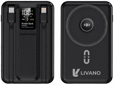 Внешний аккумулятор LIVANO CS-1080 Mag Ultra 10000 мАч 22.5 Вт черный