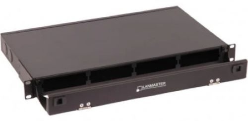 Бокс LANMASTER на 24 кассет MPO, 1U LAN-FOBM-4MCS-1U