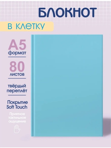 Блокнот Принтбук 853775549, A5, 80 л, голубой