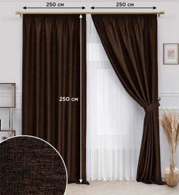 Комплект Domdecor 250x250 см 3 шт, лен, бамбук, коричневый