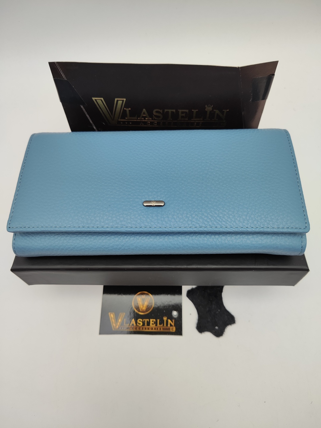 Кошелек Vlastelin металл, натуральная кожа голубой