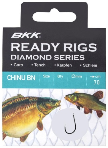 Крючок для рыбалки BKK Поводки с крючками BKK Ready Rig Diamond - Chinu BN №2, Диаметр Ø 0.26, 70cm одинарный черный 10 шт