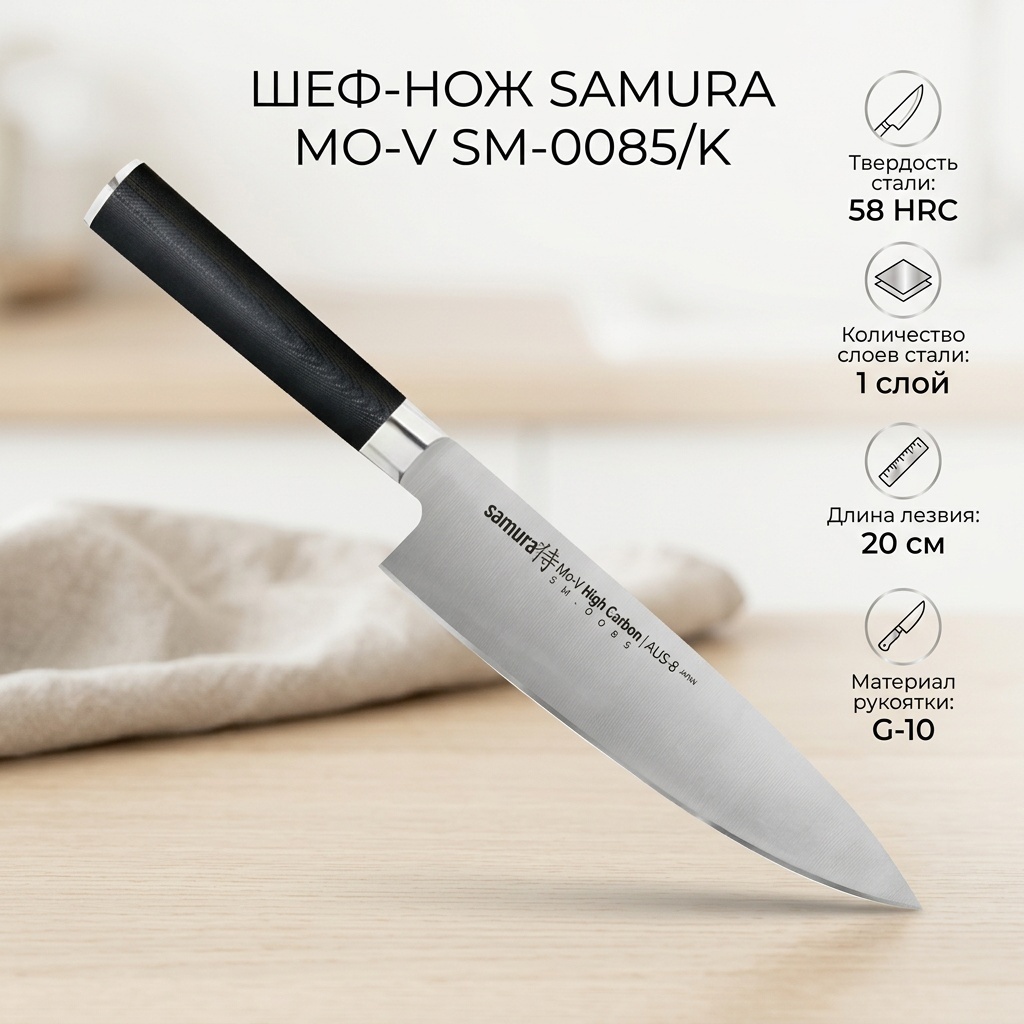 Шеф-нож Samura SM-0085/K, лезвие: сталь 1 шт