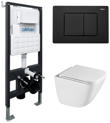 Унитаз с инсталляцией Abber AC1220TC-AC0105-AC0120MB, санфарфор
