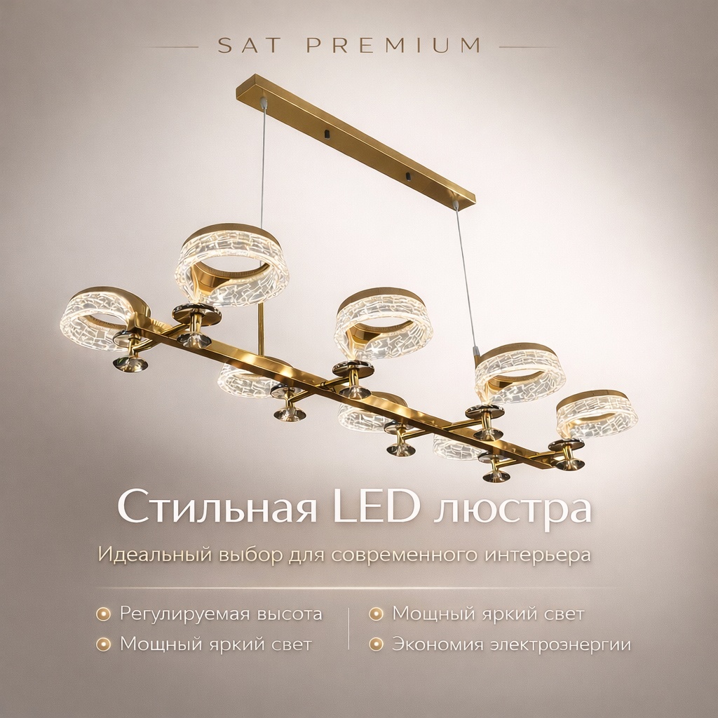Люстра подвесная sat LED, кол-во ламп: 8 шт