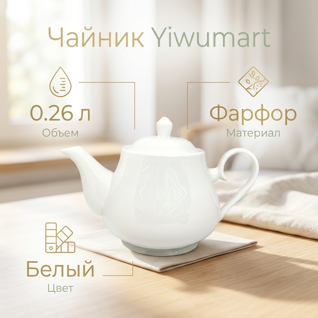 Yiwumart чайник 9302031 0.26 л, фарфор