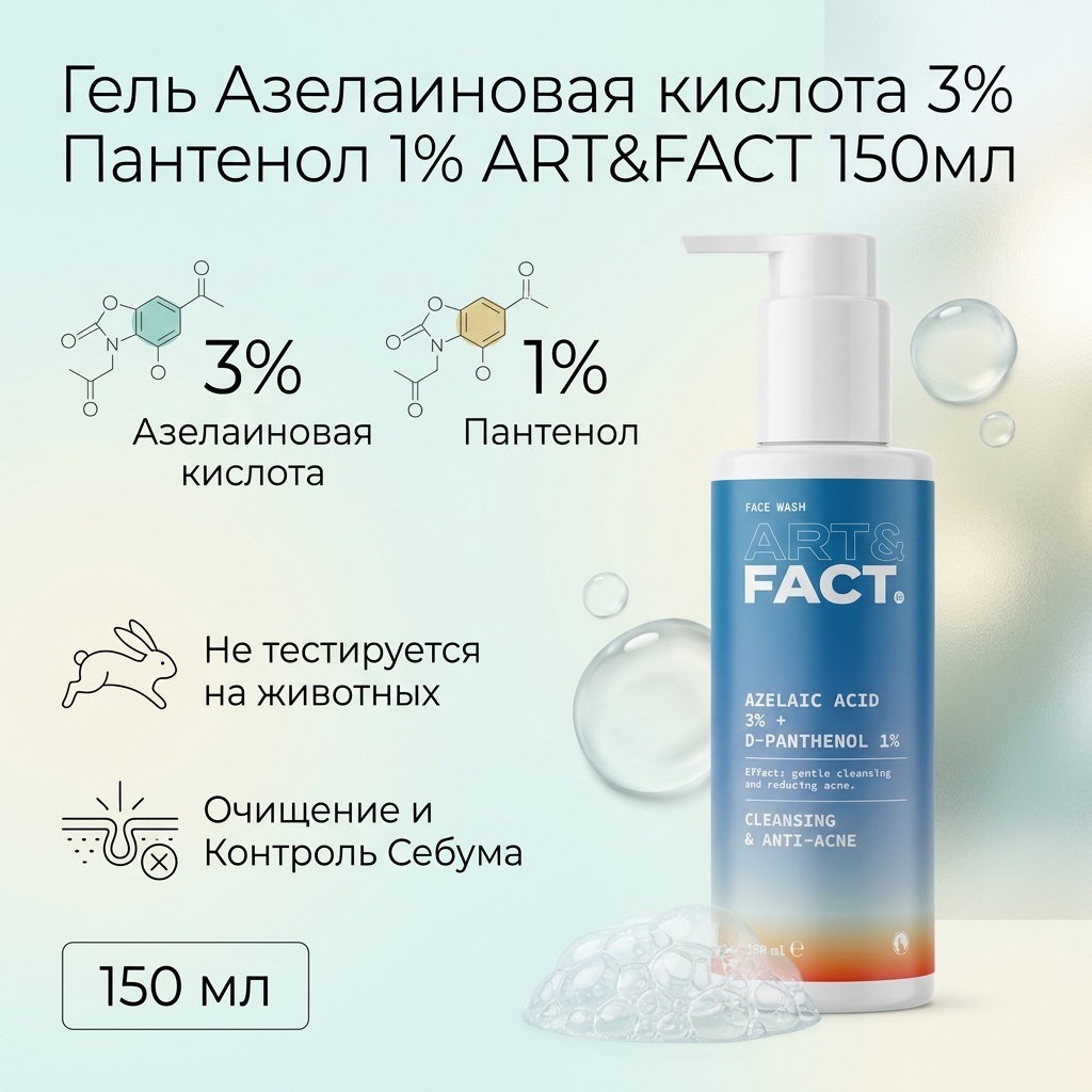 ART&FACT Azelaic Acid 3% D-panthenol 1% гель 150 мл