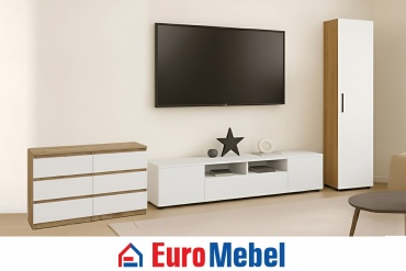 Комплект для гостиной Euromebel Денвер, 00073739, белый, светло-коричневый