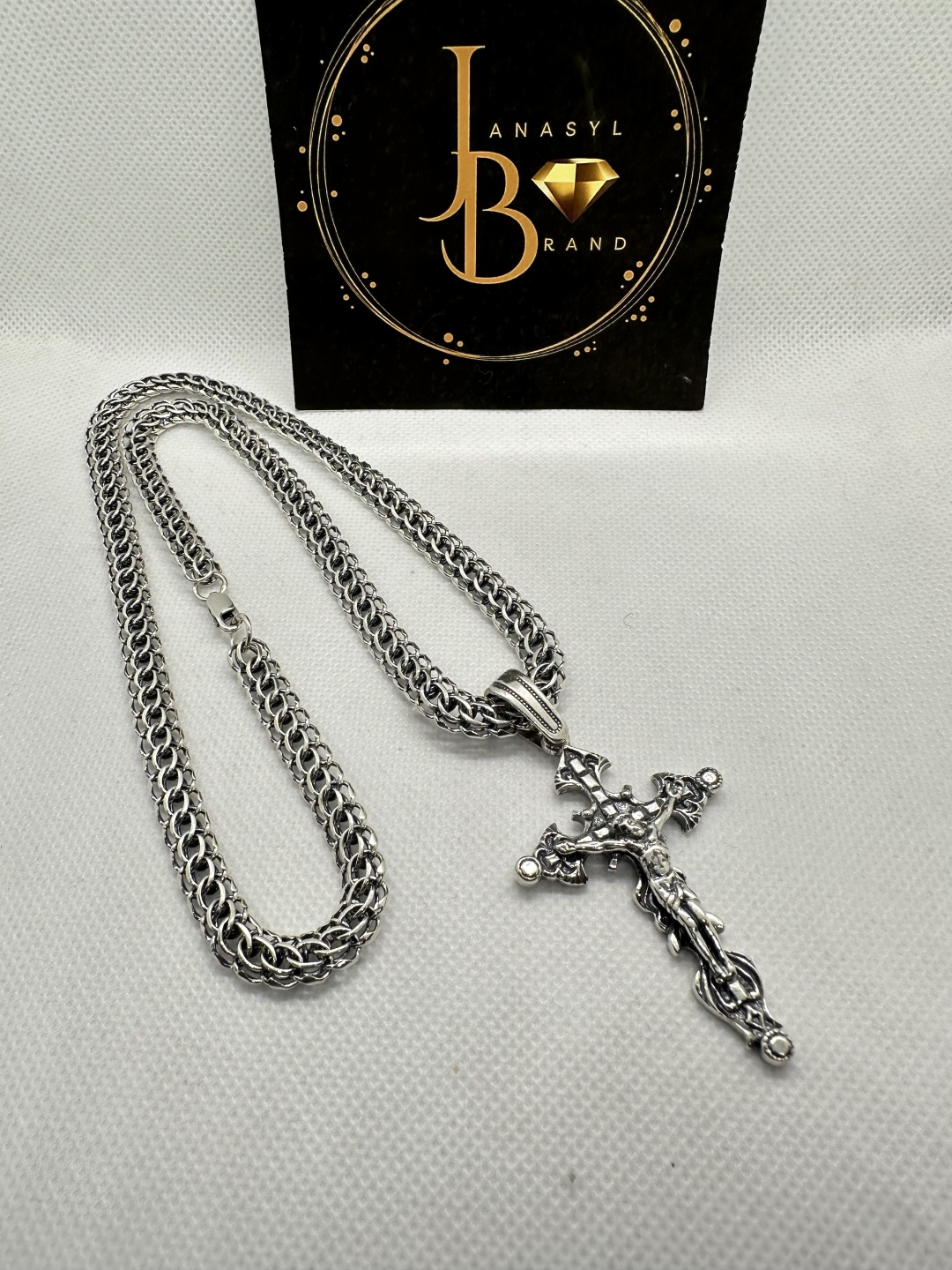 Колье JANASYL Brand JB007 длина 55 см вес 46 г серебро, без вставок