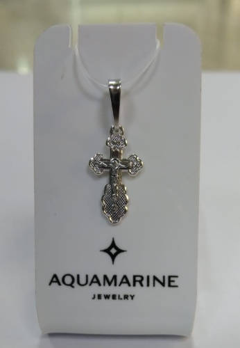Крестик AQUAMARINE 10047 вес 0.6 г серебро, без вставок