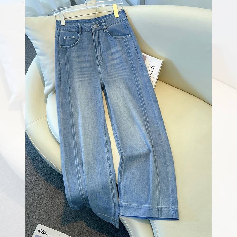 Джинсы широкие и расклешенные Denim голубой