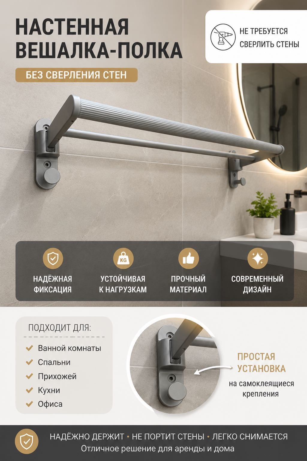 Держатель Luxury 1 шт, алюминий