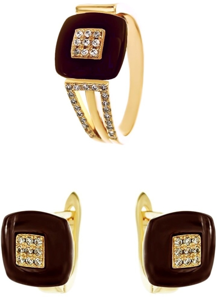 Fresh Jewelry TC-R00263-BR-L-X-X-W, TC-E00263-BR-L-X-X-W вес 9.52 г серебро, цирконий, керамика